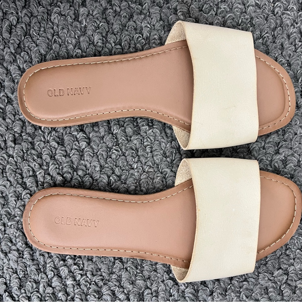 Old Navy Cream Slide Sandals Minimalist Design